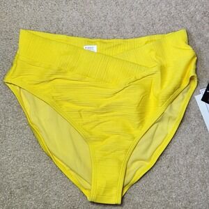Salt Cove Swimsuit Bottom High Waist Ribbed Yellow Bikini Summer Sz XS Beachwear